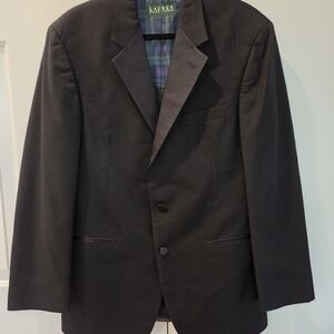 Lauren Ralph Lauren Wool Tuxedo Jacket Men 40R Black Blazer 2 Button